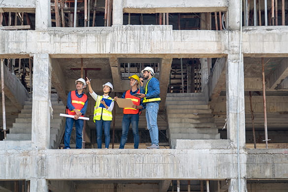 Construction workers on a job site