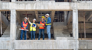 Construction workers on a job site